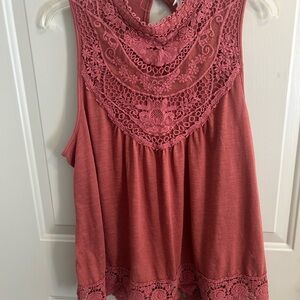 Xhilaration Dusty Rose Lace Sleeveless Tank Top